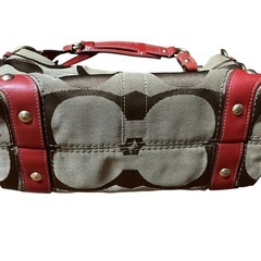 COACH コーチ ハンドバッグ シグネチャー×レザー コンビの画像