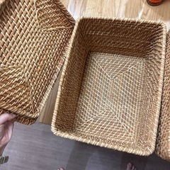 無印　ラタン　かご2個セット の画像