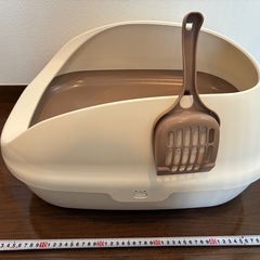【格安/美品】猫トイレ システムトイレ デオトイレ ハーフカバータイプ【ユニ・チャームペット製】の画像