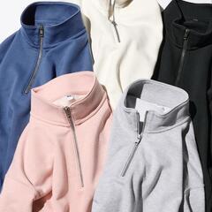 【状態良好・外出着用無し・完売品】UNIQLO ユニクロ:スウェットハーフジップシャツ、size :XL、カラー:GRAY【0円】の画像