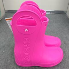 ★限定SALE30%OFF★《尼崎市/リサイクルショップドリーム次屋店》クロックス キッズレインシューズ Kids ハンドル イット レインブーツ 22cm ピンク色 未使用品 ☆尼崎市若王寺☆の画像