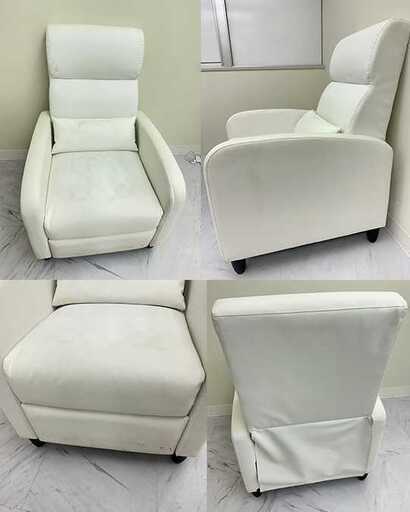 【港区赤坂手渡し】リクライニングチェア②ホワイト ネイルサロン　フットレスト付き 港区赤坂手渡し】リクライニングチェア①ホワイト ネイルサロン