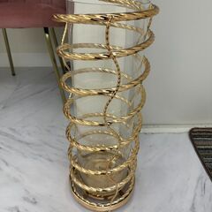 【港区赤坂手渡し】アールヌーヴォー傘立て フラワーベースゴールド アンティーク調クラシック ヨーロピアン エレガントアンブレラスタンドの画像