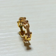 18K コーティング シルバー 石付き ブランドモチーフ リングの画像