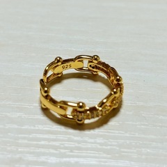 18K コーティング シルバー 石付き ブランドモチーフ リングの画像