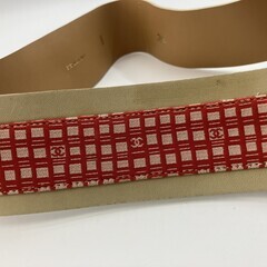 シャネル CHANEL アイコン 01S 本革 レザー ワイドベルト ベージュ 95cm 幅5.5cm ゴールド金具 フランス製の画像