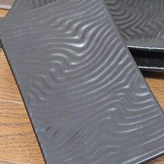 長角皿 黒色盛り皿 3枚 陶器 和食器 うつわ 焼き物 プレート の画像