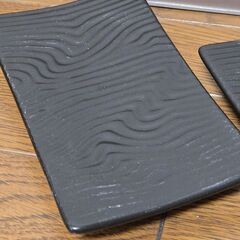 長角皿 黒色盛り皿 3枚 陶器 和食器 うつわ 焼き物 プレート の画像