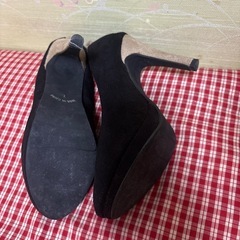 ブラックスエードハイヒールパンプス　Ｌ　の画像