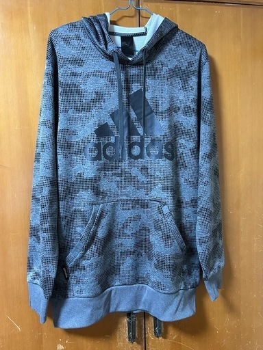 adidas L〜XL アディダス パーカー フーディー カモフラ柄 グレー系　大きいサイズ　L〜XL