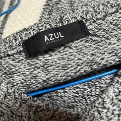 AZUL アズール ボーダーニット Vネックセーター グレー ホワイト　XL 大きいサイズの画像