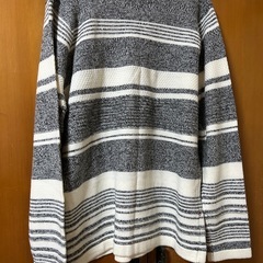 AZUL アズール ボーダーニット Vネックセーター グレー ホワイト　XL 大きいサイズの画像