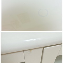 ホワイト テレビボード ガラス扉付きの画像