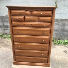 門田木工/monda mokko 天然木ハイチェスト「ウォルト」引出し8段 11杯 W900mm×D475mm×H1305mm の画像