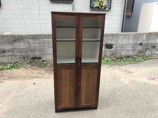 今村家具工芸 フリーボード「ピュアWN」ガラス扉キャビネット 700mm×420mm×1530mm