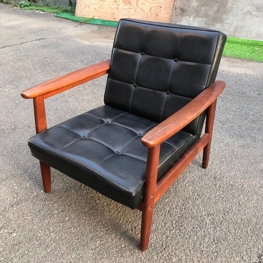 【オールドカリモク】Kチェア 1シーター スタンダードブラック ヴィンテージ 幅650mm×奥行700mm×高さ700mm