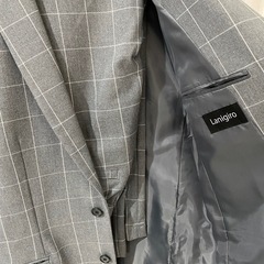 Langiro グレー チェック柄 テーラードジャケット上下Lサイズの画像