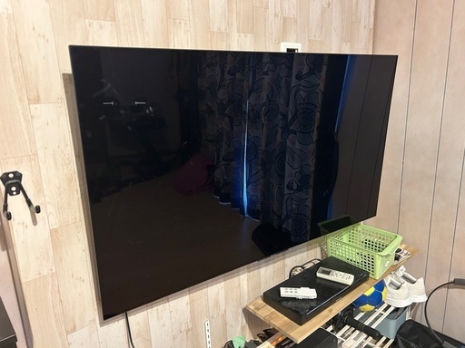 【美品】SHARP AQUOS 55V型 有機EL 4Kテレビ（保証残3年以上・壁掛けアーム付き）