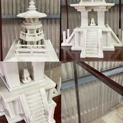 SNT872 世界平和統一家庭連合 旧統一教会 高麗天然石 多宝塔 仏国寺 置物 ケース付の画像