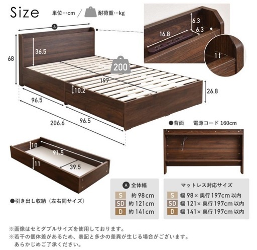 【取引終了】【新品未開封】！組立手伝います！[ダブル]収納つきベッド ダブルベッド ベッドフレーム USBコンセントつき