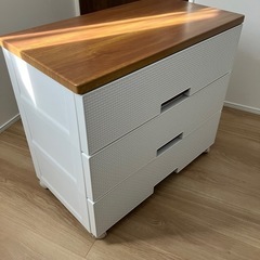 値下げ　チェスト フィッツプラス メッシュ  ホワイト3段 幅75×奥行41×高さ66cm キャスター付き　FM7503 プラスチック 引き出し の画像