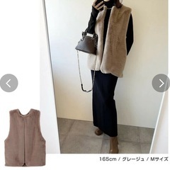 Alma Design グレージュ フェイクファーベスト　ジレの画像