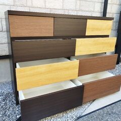 【美品・お届けも可能です】ニトリNITORI ローチェスト［幅120cm］(カレナ 120LC DBR) たんす タンス  元値¥36,990の画像