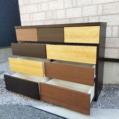 【美品・お届けも可能です】ニトリNITORI ローチェスト［幅120cm］(カレナ 120LC DBR) たんす タンス  元値¥36,990の画像