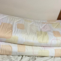  ☺️ 敷布団　S 100✖️210✖️h約2cm   白に黄朱桃色柄の画像