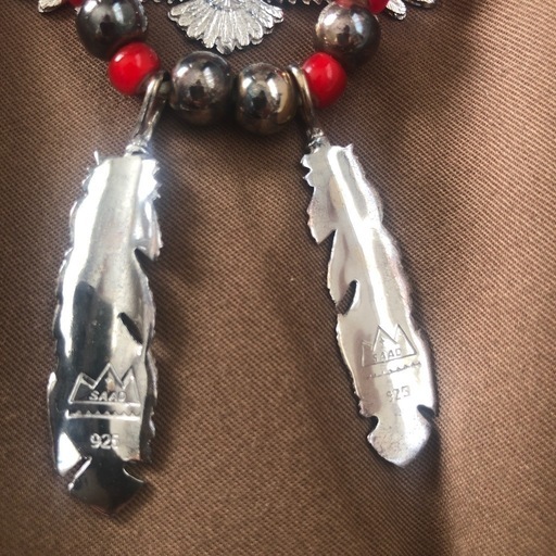 総額7万以上 SAAD イーグルフェザー カスタムネックレス ビーズ サード