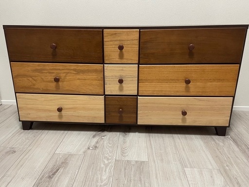 【引取限定】中古　木製チェスト 引き出し 9個 引取限定】 木製チェスト 引き出し 9個