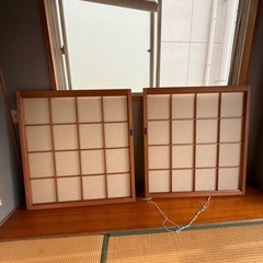 木製障子 2枚セット 格子デザイン　古民家カフェ　リフォーム　DIYの画像