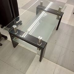 ★リユースのサカイ千葉中央店★期間限定割引有  ガラステーブル  H43×D48×W89 クリーニング済み TC4489           　の画像