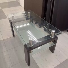 ★リユースのサカイ千葉中央店★期間限定割引有  ガラステーブル  H43×D48×W89 クリーニング済み TC4489           　の画像