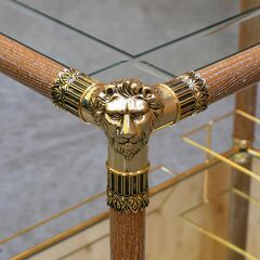 ≪yt2036ジ≫ 美品 アンティーク調 サービスワゴン/トロリー ガラス天板 獅子型装飾 ライオン/ミラー/鏡/高級/優雅/中古家具/宮城県仙台市 70829-05の画像