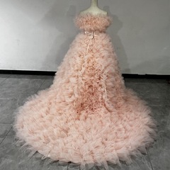 ピンクフリル　　ロングドレスの画像