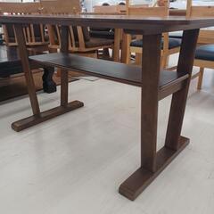 【ドリーム尾浜店】棚付きダイニングテーブル　BR　※多少の使用感あり　 高さ(H)65.5cm× 幅(W)120cm× 奥行(D)75cmの画像