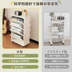 在庫処分🌟送料込み❣ 新品未使用 本棚 4段 スリム 絵本棚 大容量 アクリル デスク収納 木製 絵本ラック 920129の画像