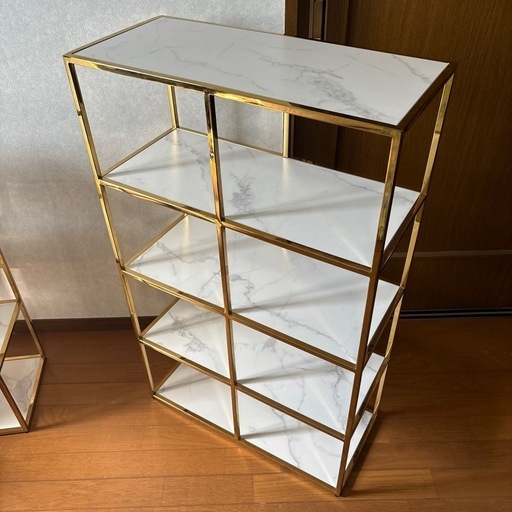 Francfranc 大理石柄 シェルフ ラック ゴールド レーヌ2L レーヌ