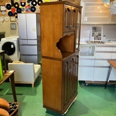 【カリモク/karimoku】下駄箱　玄関収納　ブランド家具　オシャレ家具　昭和レトロ　アンティーク　ビンテージ　ヴィンテージ　ウッド　木製　シューズボックス【幅74.5奥41高179.8】の画像