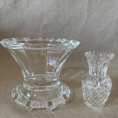 【未使用・美品】①ガラスの器 &②ミニ花瓶 ★セット★４点 オマケ付きの画像