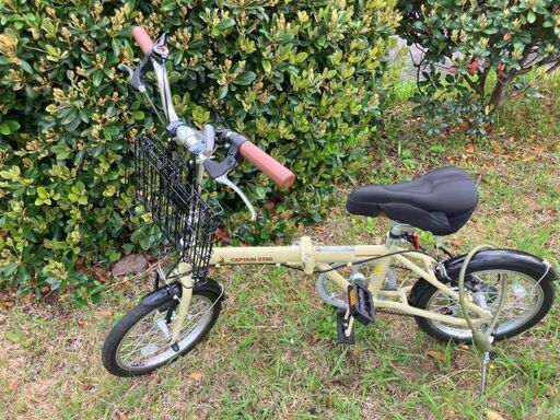 ★千葉・手渡し限定★新品同様★折りたたみ自転車　CAPTAINSTAG　16インチ 外装6段  ラテ色　付属品あり★