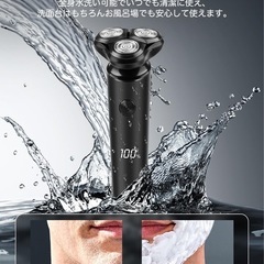 シェーバー ひげそり 電動シェーバー 【2025新進化】 髭剃り 電気シェーバー メンズ 360°回転式 高速回転モーター 2段階調節 深剃り USB充電式 急速充電 低騒音 IPX7防水 お風呂剃り可 乾湿両用 LEDディスプレイ付き 軽量 父の日 彼氏 プレゼント ロック機能 海外対応（ブラック）の画像