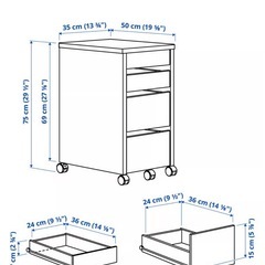 IKEA MICKE キャスター付引き出し　ブラウン  の画像