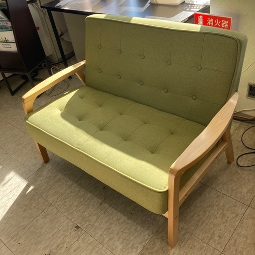 【ジモティー割引で最大15％OFF⭐️】 2人掛けソファー グリーン