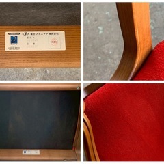 中古 富士ファニチア アームレスチェア ダイニング 椅子 イス 布張り 木製の画像