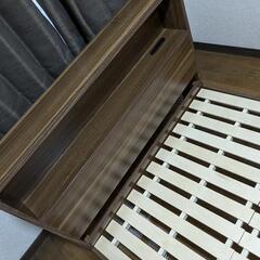 【美品】シングルサイズ ローベッド（宮棚・コンセント付き・すのこ仕様）の画像