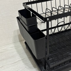 2段 食器乾燥ラック 42×30×29cm 排水トレー カトラリーホルダー付き の画像
