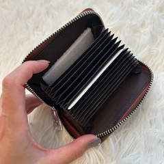 新品未使用箱付き【ミニカードケース】本革 ジャバラ 小銭入れ 磁気スキミング防止 ブラウンの画像
