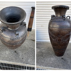 大型飾り壺　花瓶　花紋様　高さ約98cm 直接引き取り限定の画像